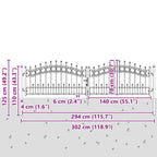 Cancello con Punta a Lancia KAMPEN 305 x 75 cm Acciaio Grigio