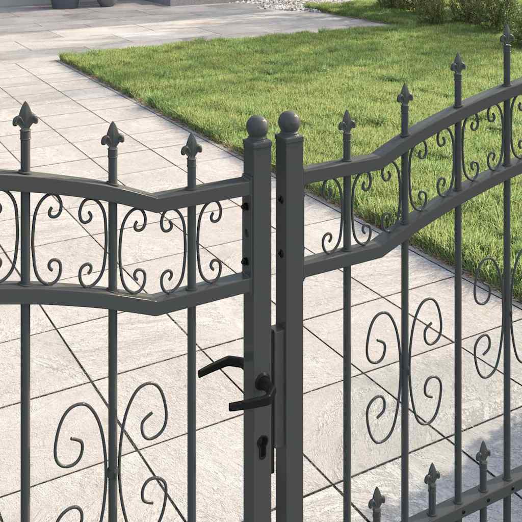 Cancello con Punta a Lancia KAMPEN 305 x 100 cm Acciaio Grigio