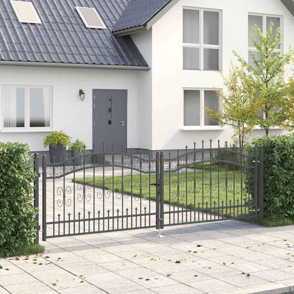 Cancello con Punta a Lancia KAMPEN 305 x 100 cm Acciaio Grigio
