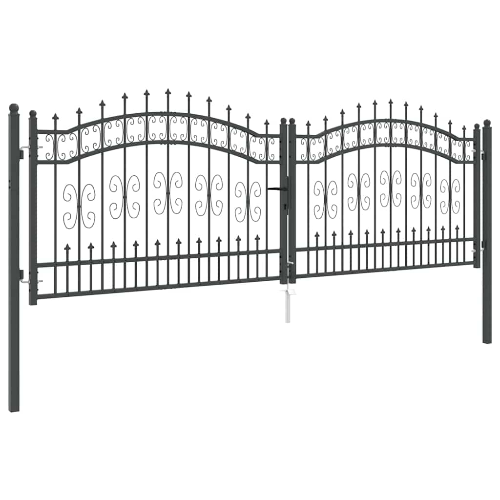 Cancello con Punta a Lancia KAMPEN 305 x 100 cm Acciaio Grigio