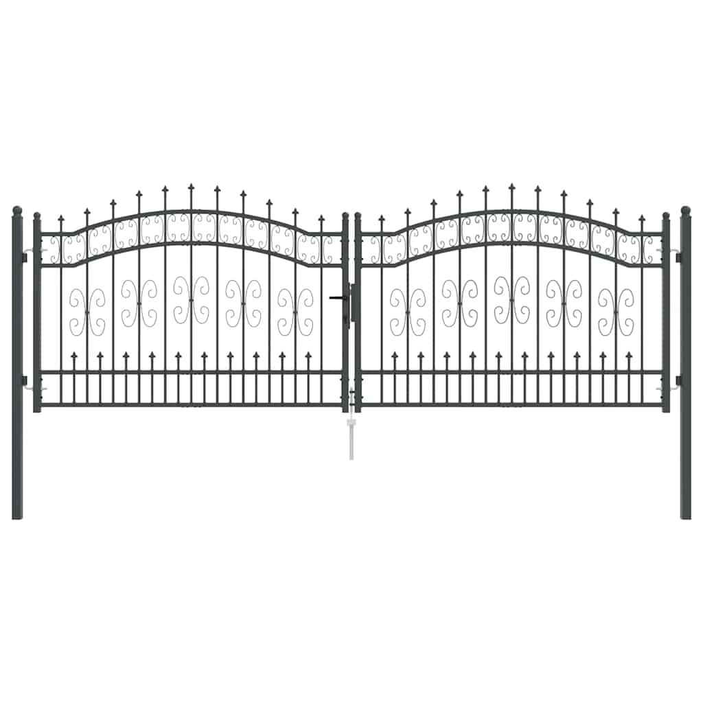Cancello con Punta a Lancia KAMPEN 305 x 100 cm Acciaio Grigio