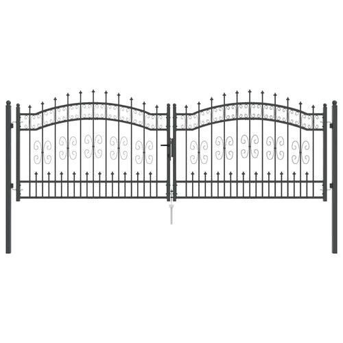 Cancello con Punta a Lancia KAMPEN 305 x 100 cm Acciaio Grigio