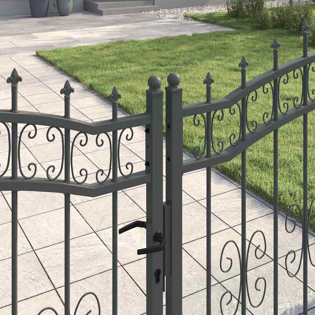 Cancello con Punta a Lancia KAMPEN 305 x 125 cm Acciaio Grigio