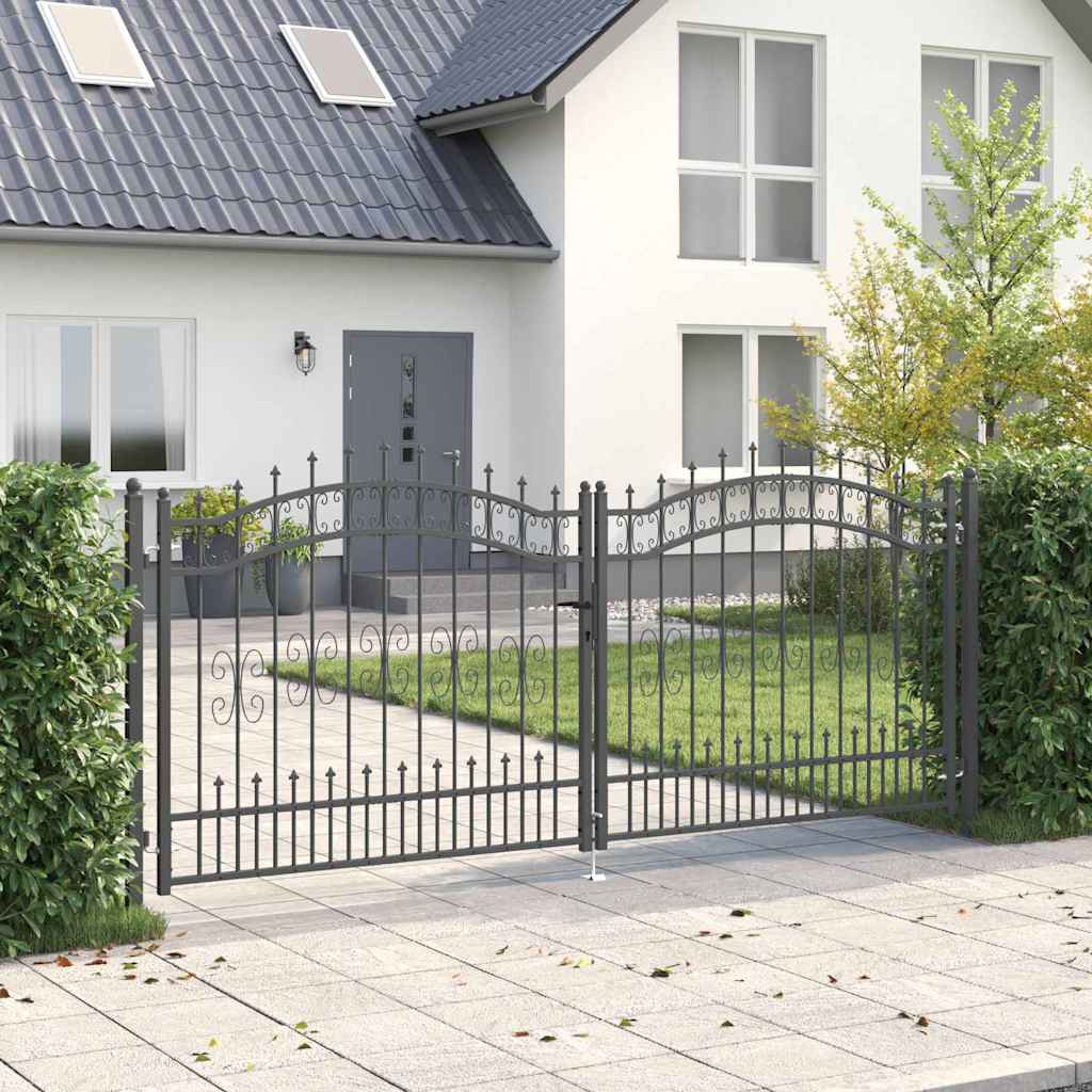 Cancello con Punta a Lancia KAMPEN 305 x 125 cm Acciaio Grigio
