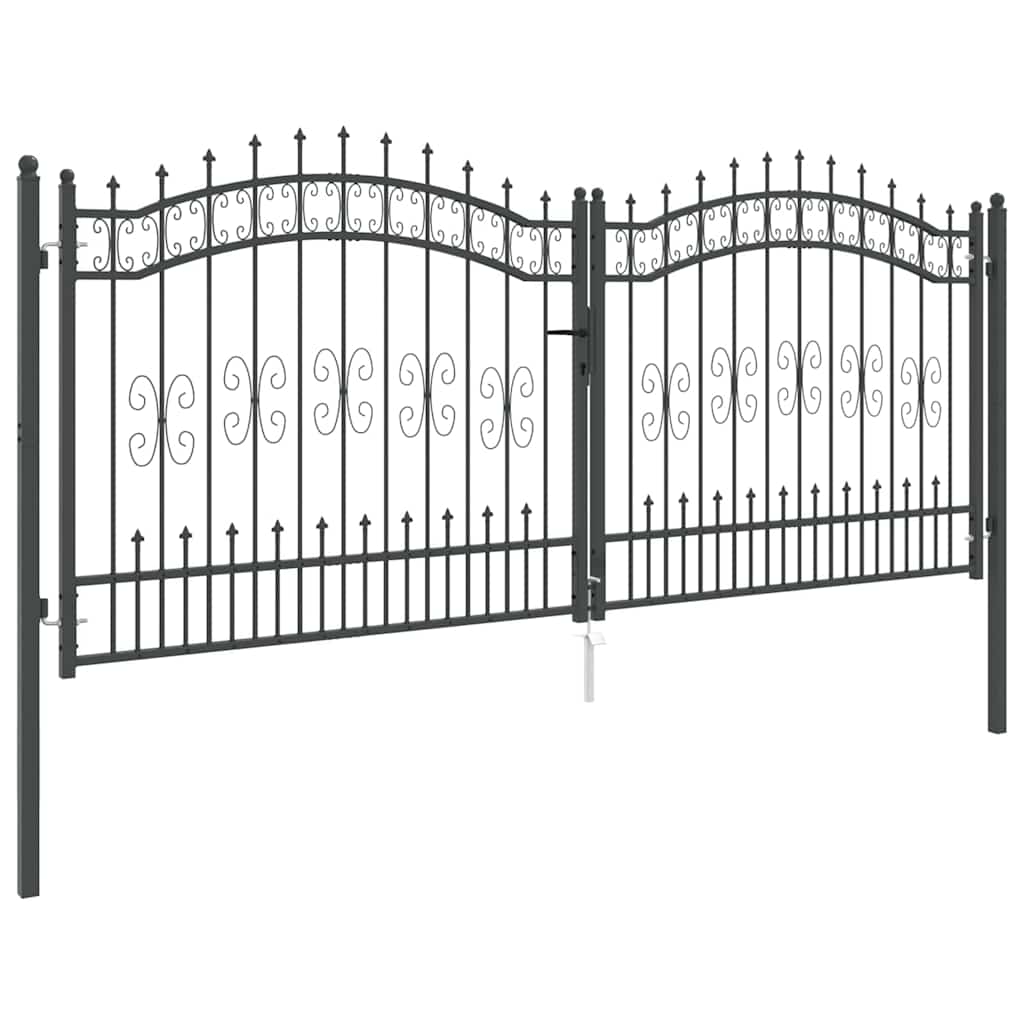 Cancello con Punta a Lancia KAMPEN 305 x 125 cm Acciaio Grigio