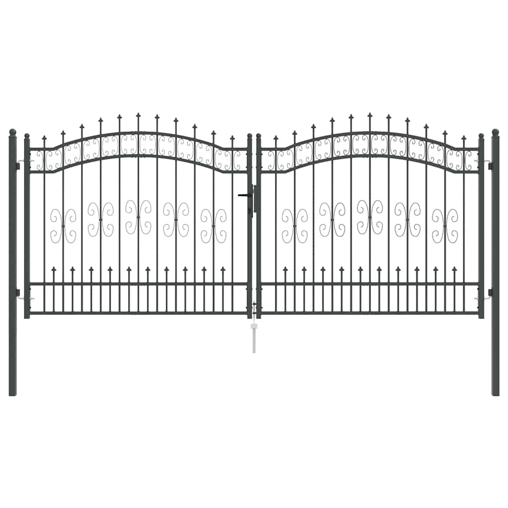 Cancello con Punta a Lancia KAMPEN 305 x 125 cm Acciaio Grigio