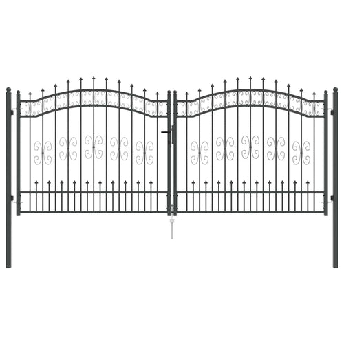 Cancello con Punta a Lancia KAMPEN 305 x 125 cm Acciaio Grigio