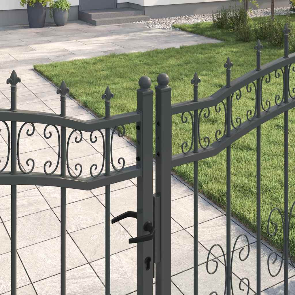 Cancello con Punta a Lancia KAMPEN 305 x 150 cm Acciaio Grigio