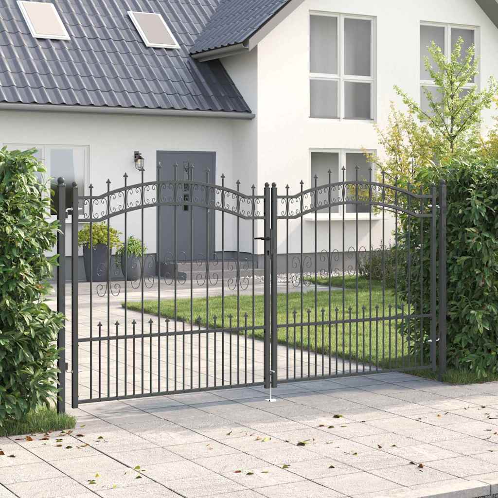 Cancello con Punta a Lancia KAMPEN 305 x 150 cm Acciaio Grigio