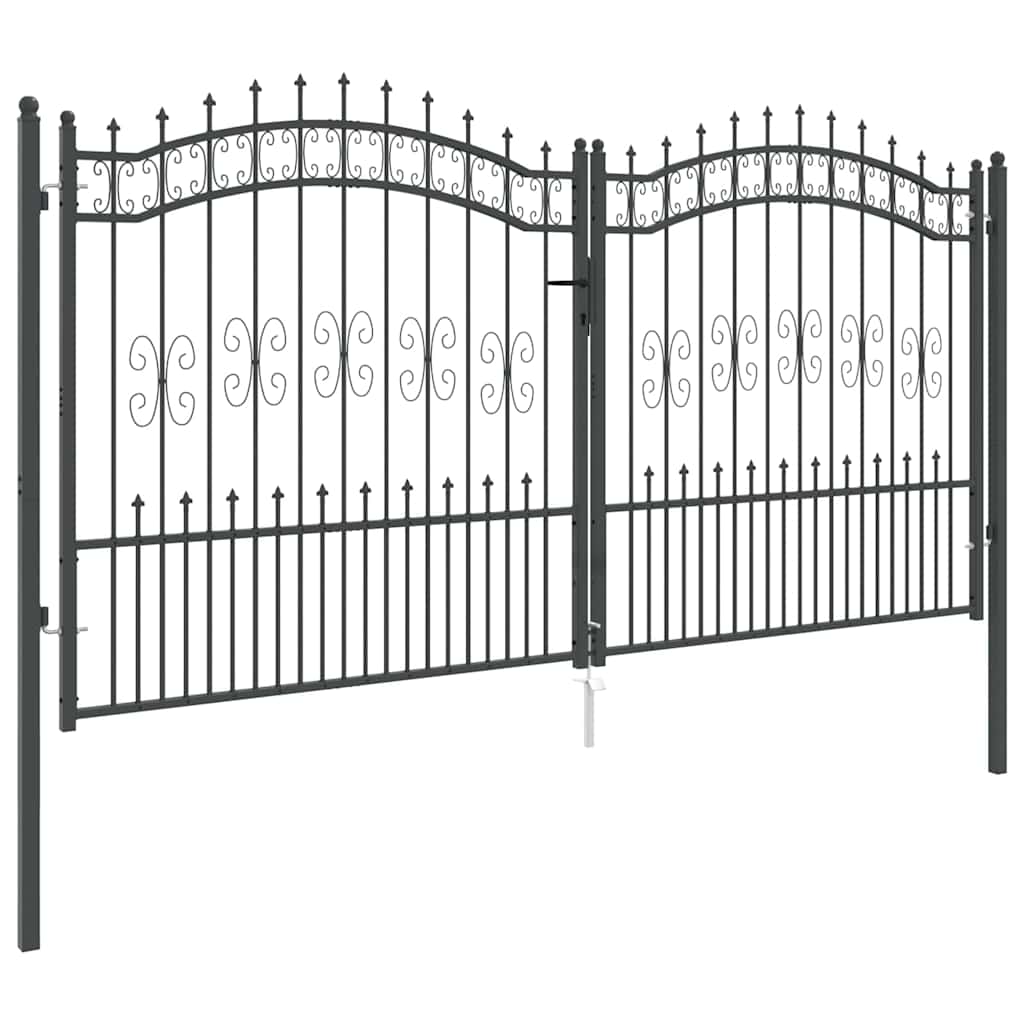 Cancello con Punta a Lancia KAMPEN 305 x 150 cm Acciaio Grigio