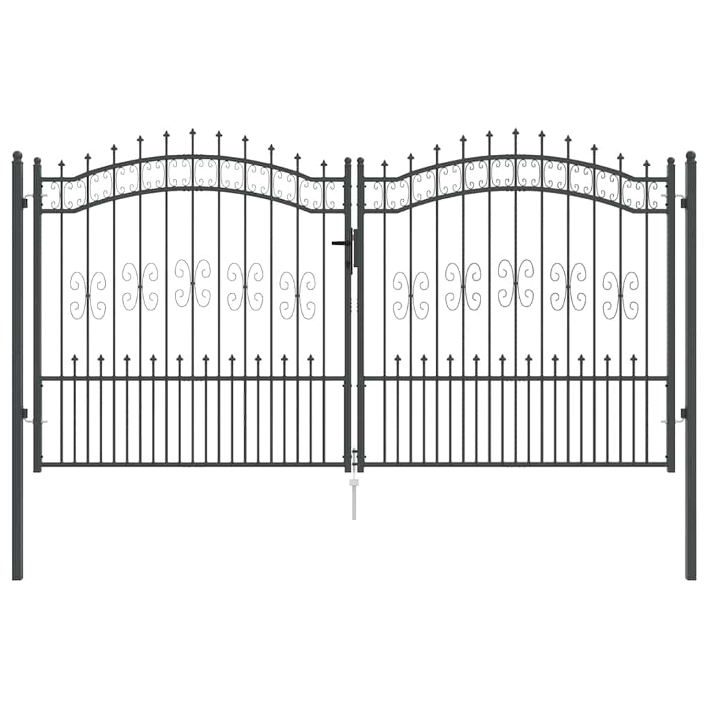 Cancello con Punta a Lancia KAMPEN 305 x 150 cm Acciaio Grigio