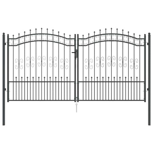 Cancello con Punta a Lancia KAMPEN 305 x 150 cm Acciaio Grigio