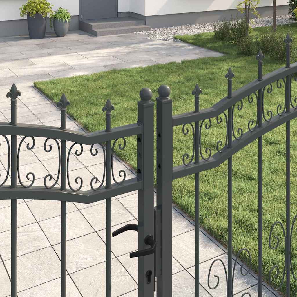 Cancello con Punta a Lancia KAMPEN 305 x 175 cm Acciaio Grigio