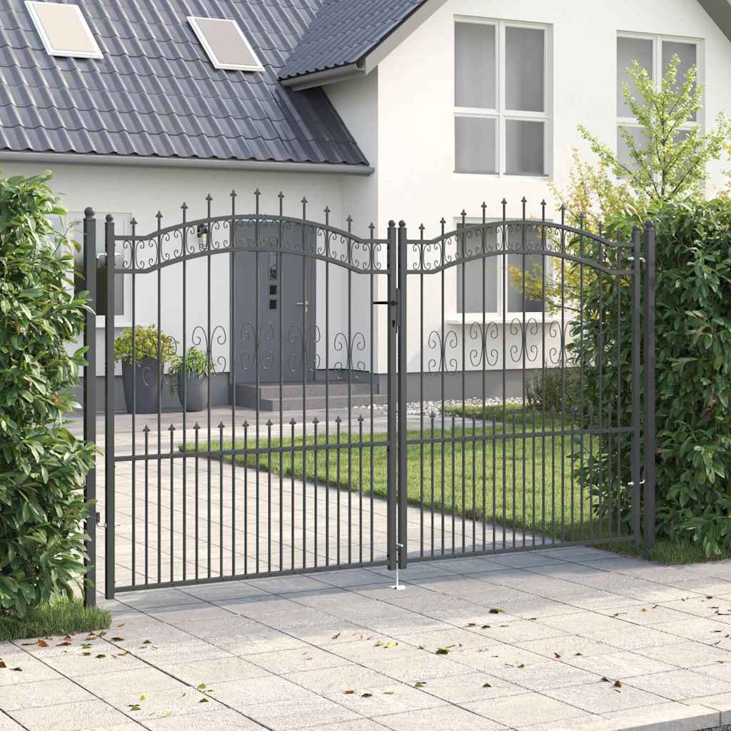 Cancello con Punta a Lancia KAMPEN 305 x 175 cm Acciaio Grigio