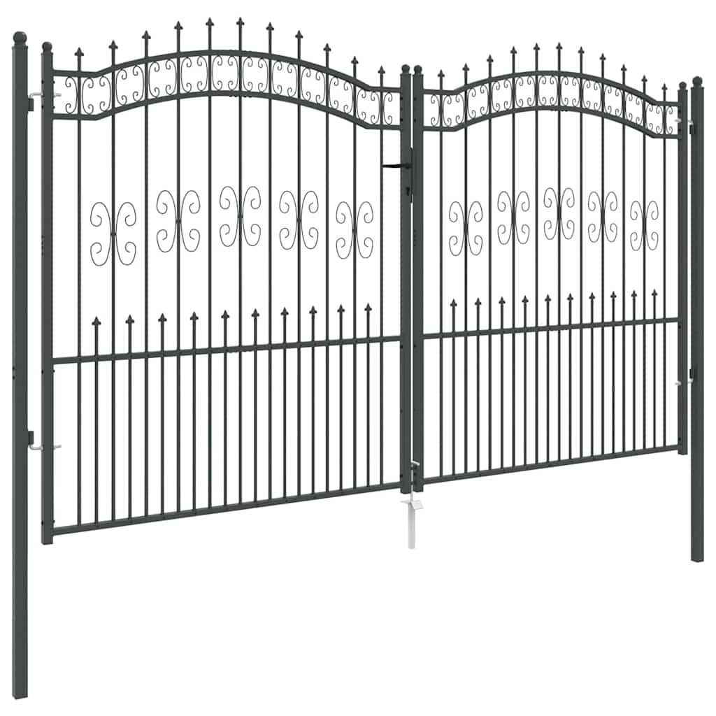 Cancello con Punta a Lancia KAMPEN 305 x 175 cm Acciaio Grigio