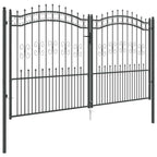 Cancello con Punta a Lancia KAMPEN 305 x 175 cm Acciaio Grigio