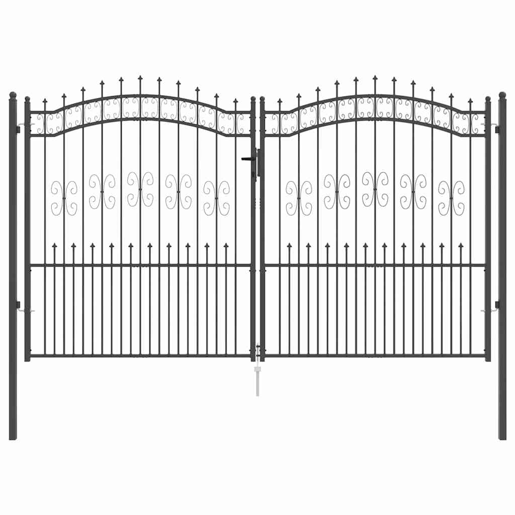 Cancello con Punta a Lancia KAMPEN 305 x 175 cm Acciaio Grigio