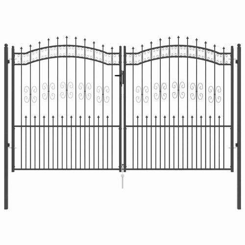 Cancello con Punta a Lancia KAMPEN 305 x 175 cm Acciaio Grigio
