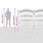 Cancello con Punta a Lancia KAMPEN 305 x 175 cm Acciaio Grigio