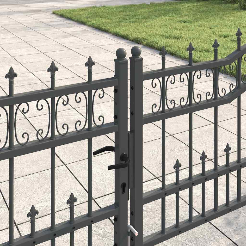 Cancello con Punta a Lancia KAMPEN 404 x 120 cm Acciaio Grigio Verniciato
