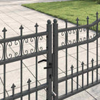 Cancello con Punta a Lancia KAMPEN 404 x 120 cm Acciaio Grigio Verniciato