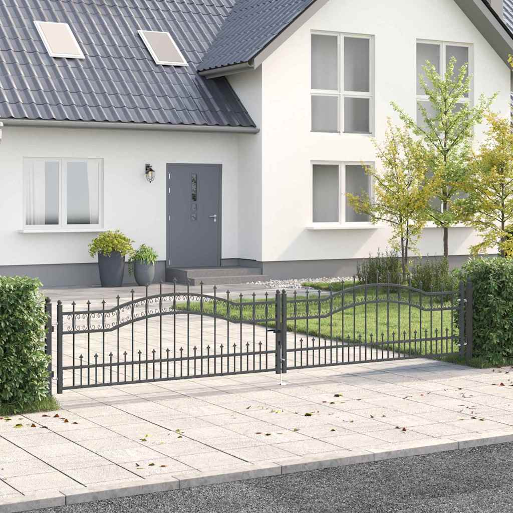 Cancello con Punta a Lancia KAMPEN 404 x 120 cm Acciaio Grigio Verniciato