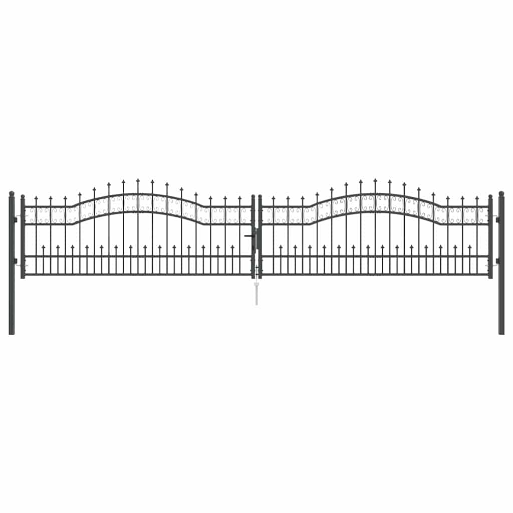 Cancello con Punta a Lancia KAMPEN 404 x 120 cm Acciaio Grigio Verniciato