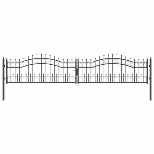 Cancello con Punta a Lancia KAMPEN 404 x 120 cm Acciaio Grigio Verniciato