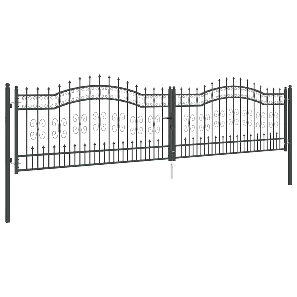 Cancello con Punta a Lancia KAMPEN 404 x 100 cm Acciaio Grigio
