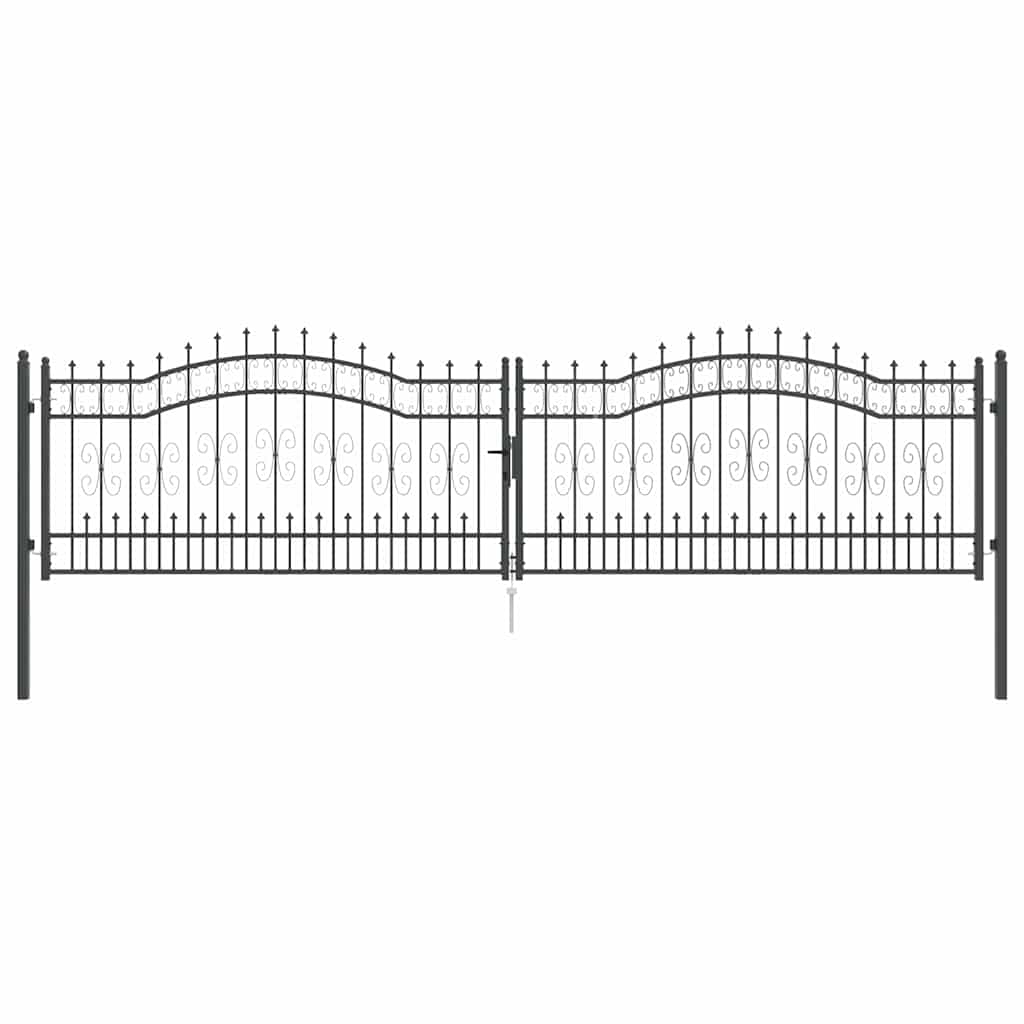 Cancello con Punta a Lancia KAMPEN 404 x 100 cm Acciaio Grigio