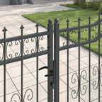 Cancello con Punta a Lancia KAMPEN 404 x 173 cm Acciaio Grigio Verniciato