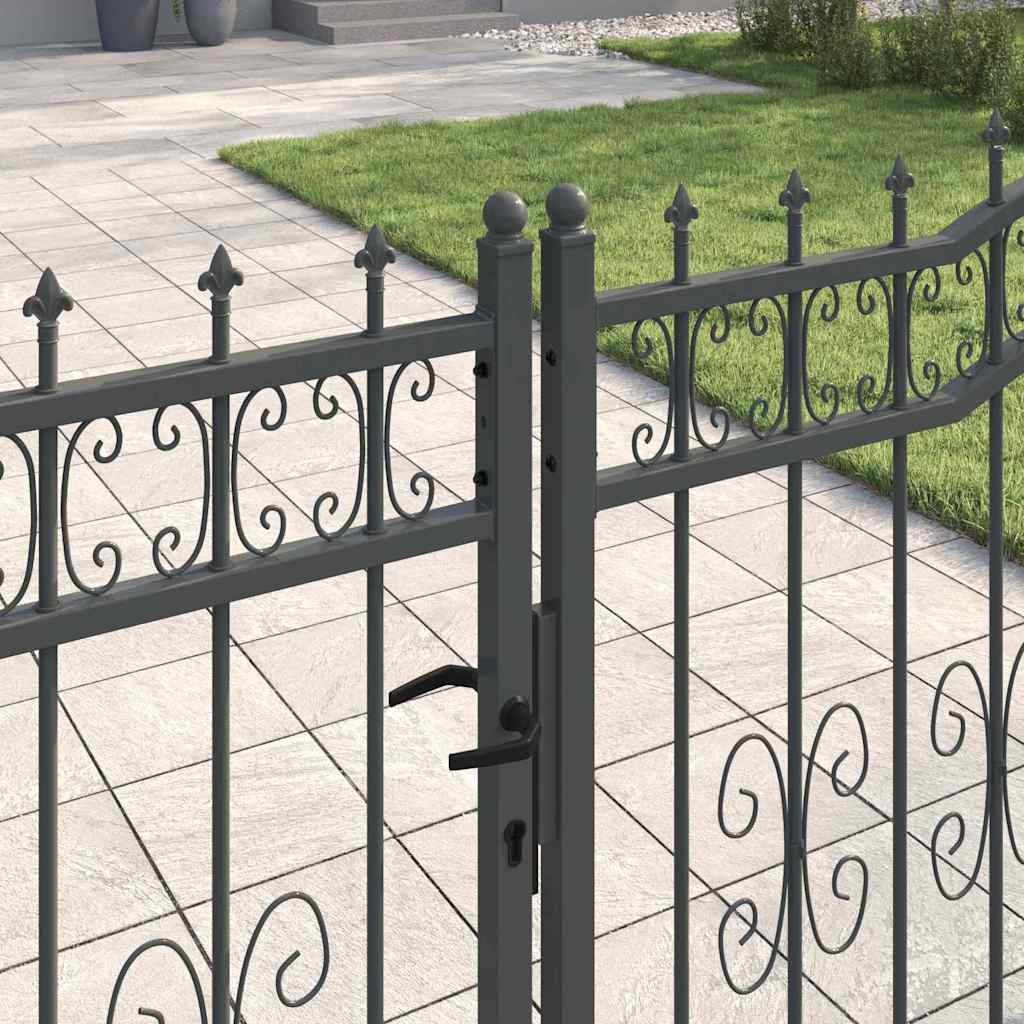 Cancello con Punta a Lancia KAMPEN 404 x 173 cm Acciaio Grigio Verniciato