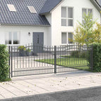 Cancello con Punta a Lancia KAMPEN 404 x 173 cm Acciaio Grigio Verniciato