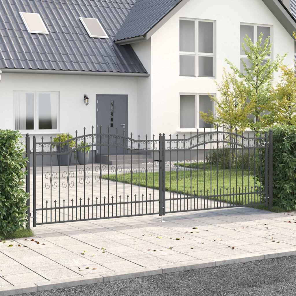 Cancello con Punta a Lancia KAMPEN 404 x 173 cm Acciaio Grigio Verniciato