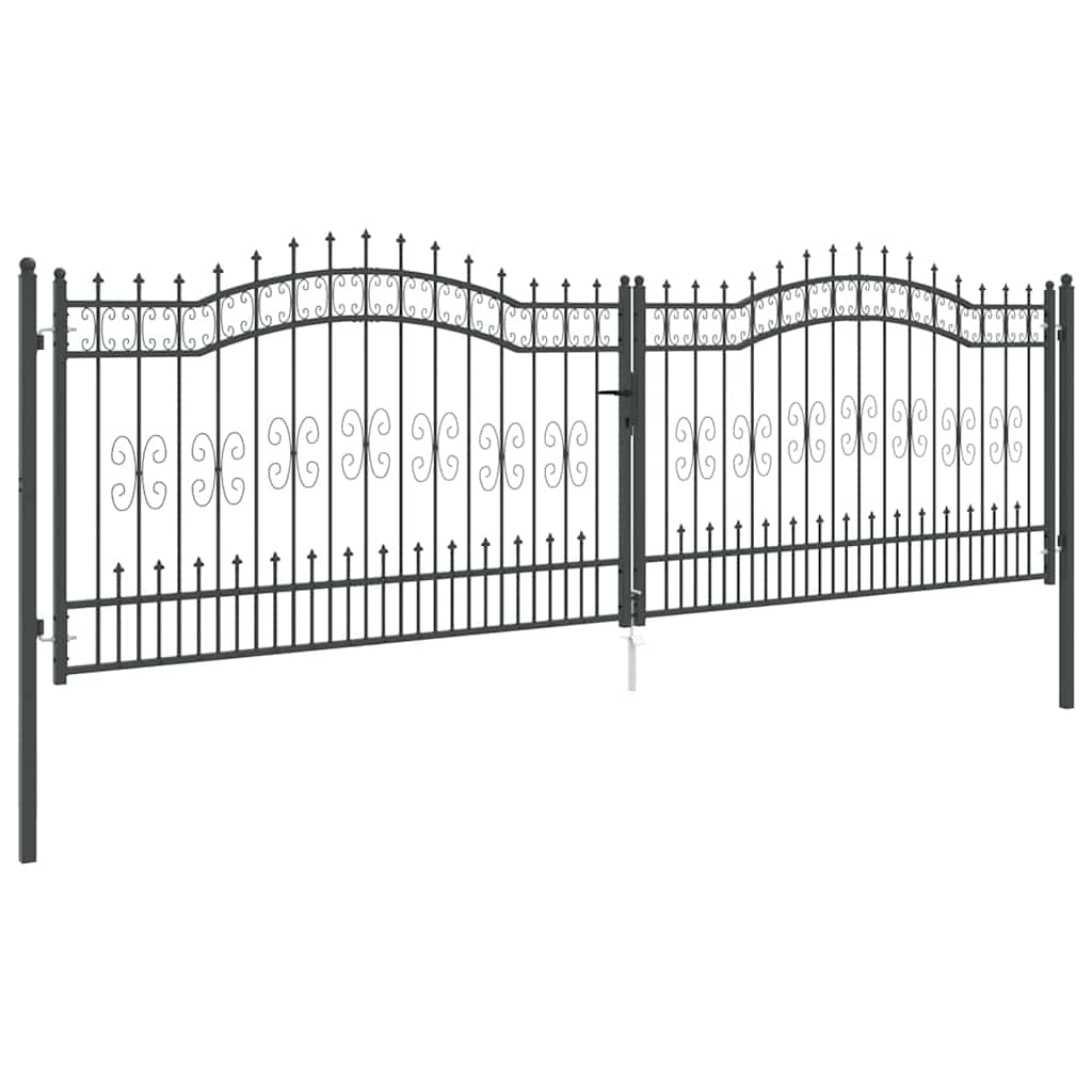 Cancello con Punta a Lancia KAMPEN 404 x 173 cm Acciaio Grigio Verniciato