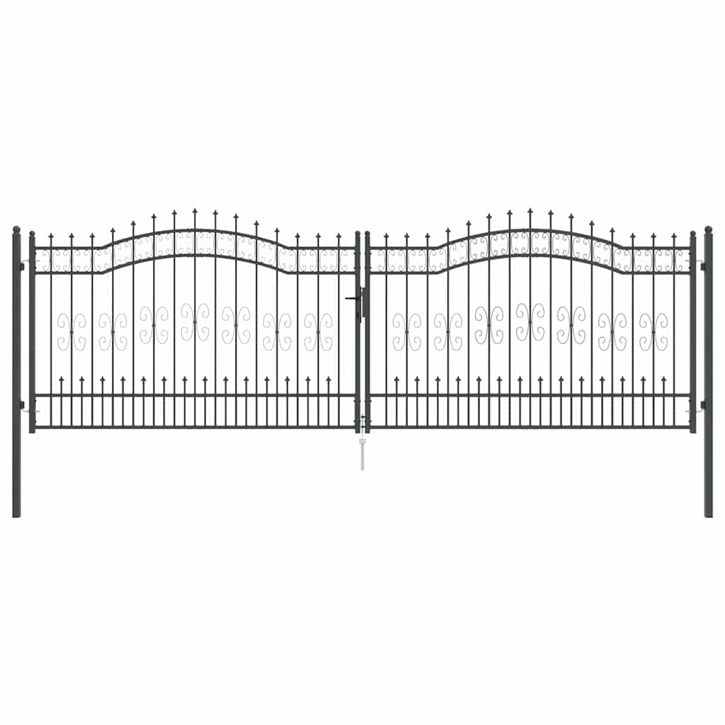 Cancello con Punta a Lancia KAMPEN 404 x 173 cm Acciaio Grigio Verniciato