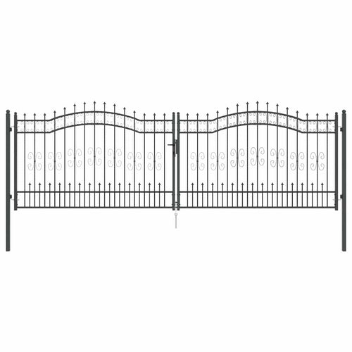 Cancello con Punta a Lancia KAMPEN 404 x 173 cm Acciaio Grigio Verniciato