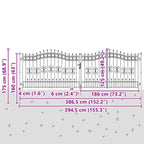 Cancello con Punta a Lancia KAMPEN 404 x 173 cm Acciaio Grigio Verniciato