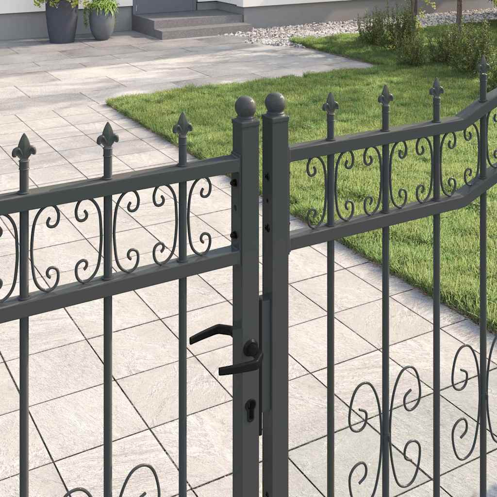Cancello con Punta a Lancia KAMPEN 404 x 150 cm Acciaio Grigio