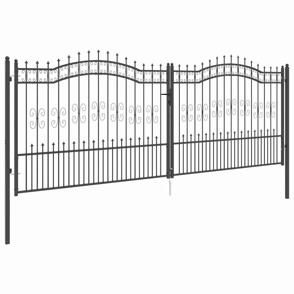 Cancello con Punta a Lancia KAMPEN 404 x 150 cm Acciaio Grigio