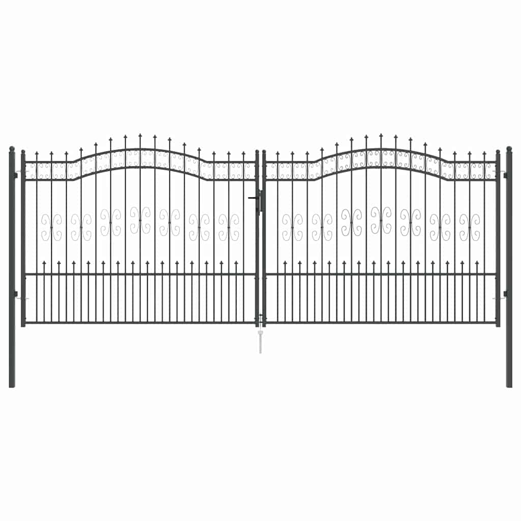 Cancello con Punta a Lancia KAMPEN 404 x 150 cm Acciaio Grigio