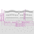 Cancello con Punta a Lancia KAMPEN 404 x 150 cm Acciaio Grigio