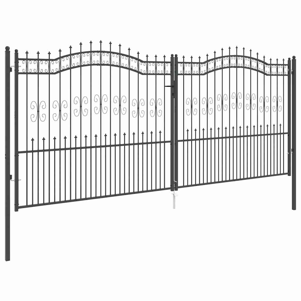 Cancello con Punta a Lancia KAMPEN 404 x 175 cm Acciaio Grigio