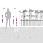 Cancello con Punta a Lancia KAMPEN 404 x 175 cm Acciaio Grigio
