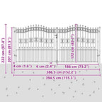 Cancello con Punta a Lancia KAMPEN 404 x 175 cm Acciaio Grigio