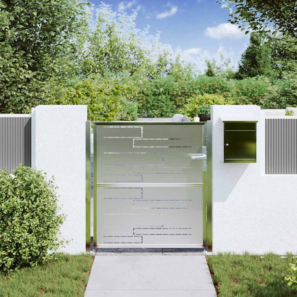 Cancello da Giardino Argento 85 x 97 cm Acciaio Inossidabile