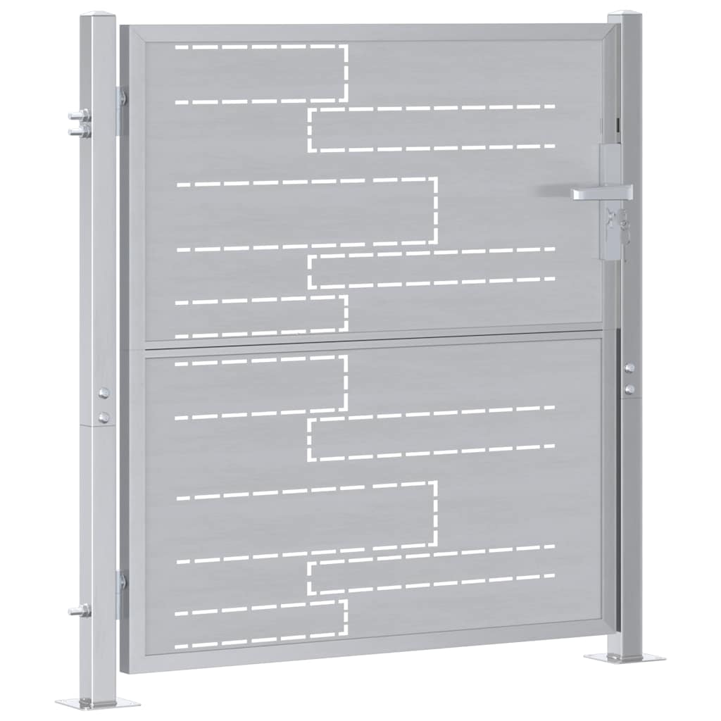 Cancello da Giardino Argento 85 x 97 cm Acciaio Inossidabile