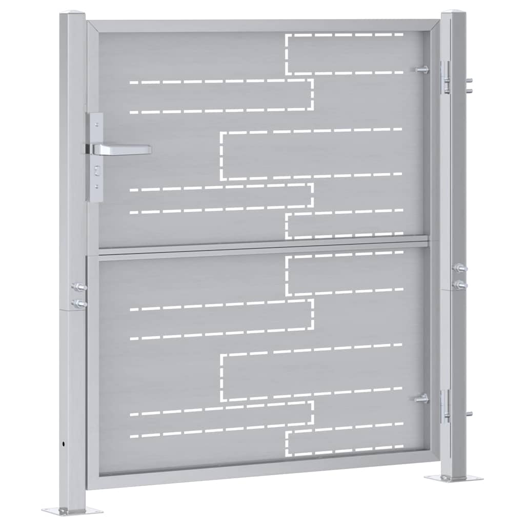 Cancello da Giardino Argento 85 x 97 cm Acciaio Inossidabile