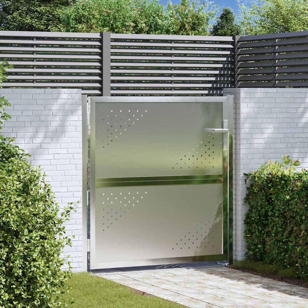 Cancello da giardino Argento 85 x 97 cm Acciaio inossidabile
