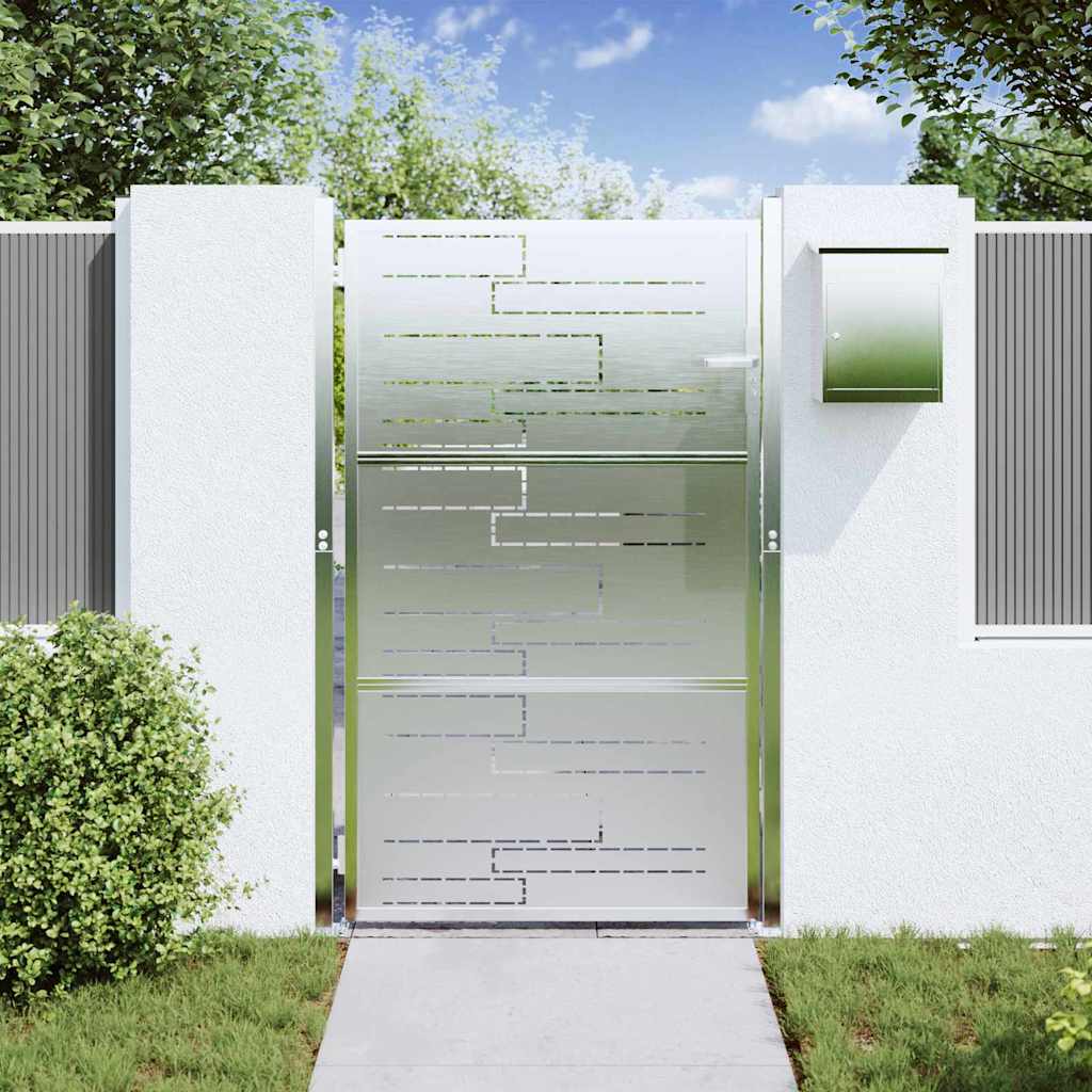 Cancello da giardino in acciaio inossidabile argentato 85 x 144 cm